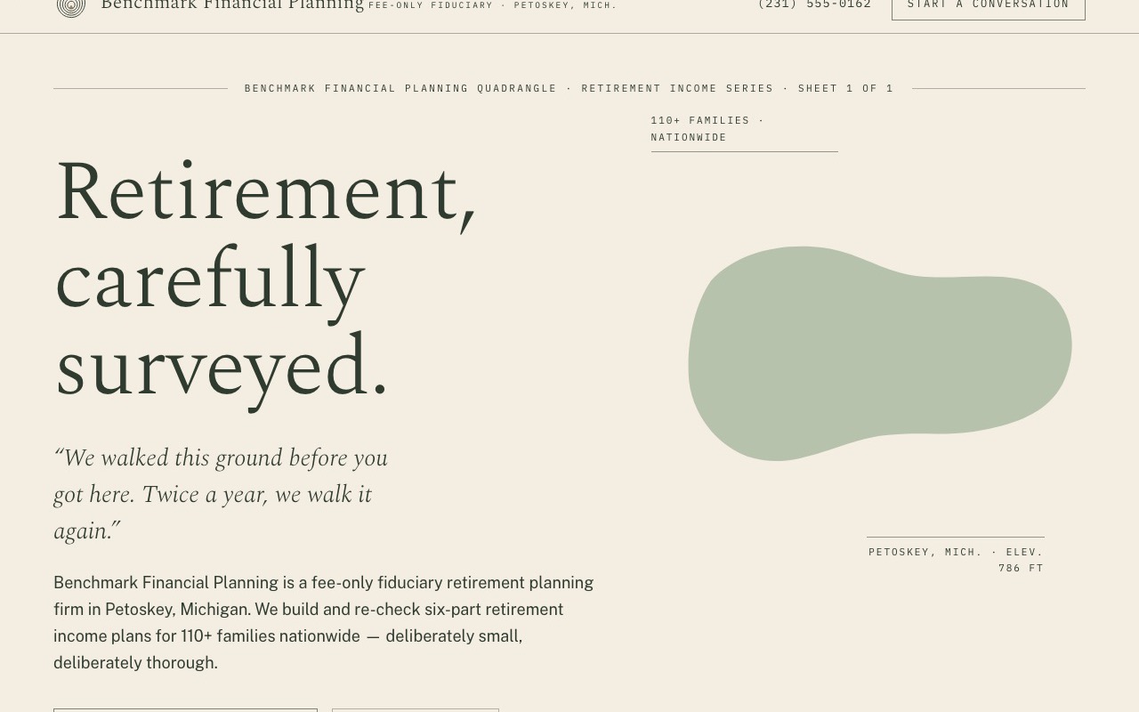 Benchmark Financial Planning concept lander