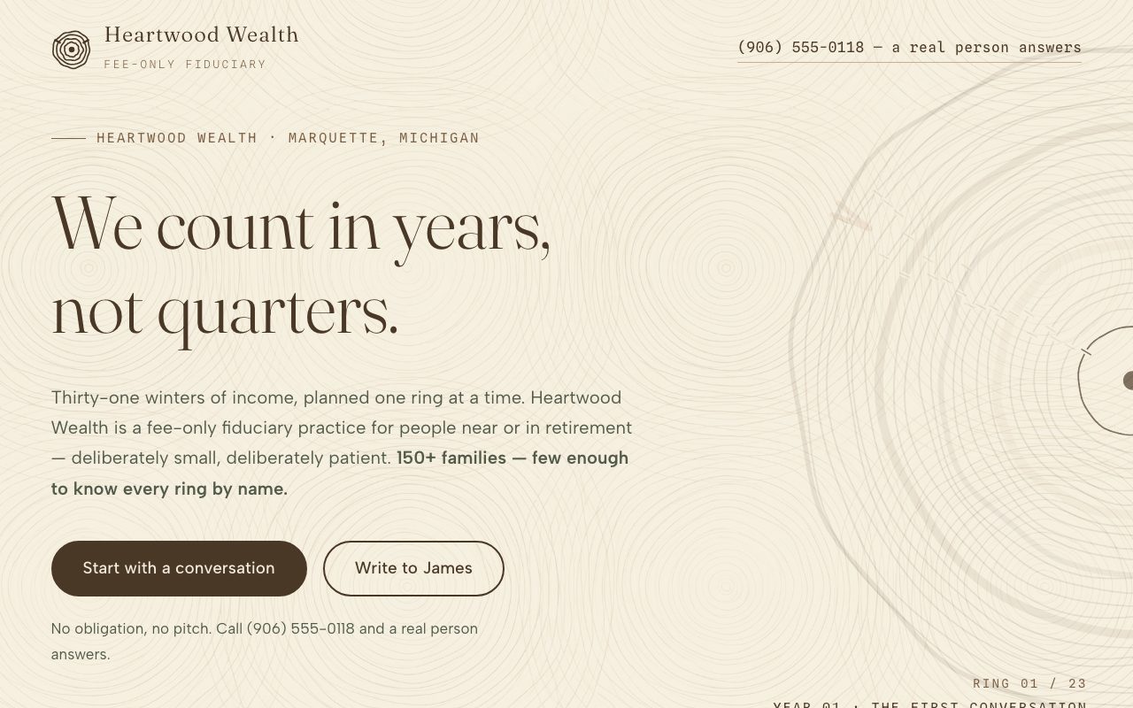 Heartwood Wealth concept lander