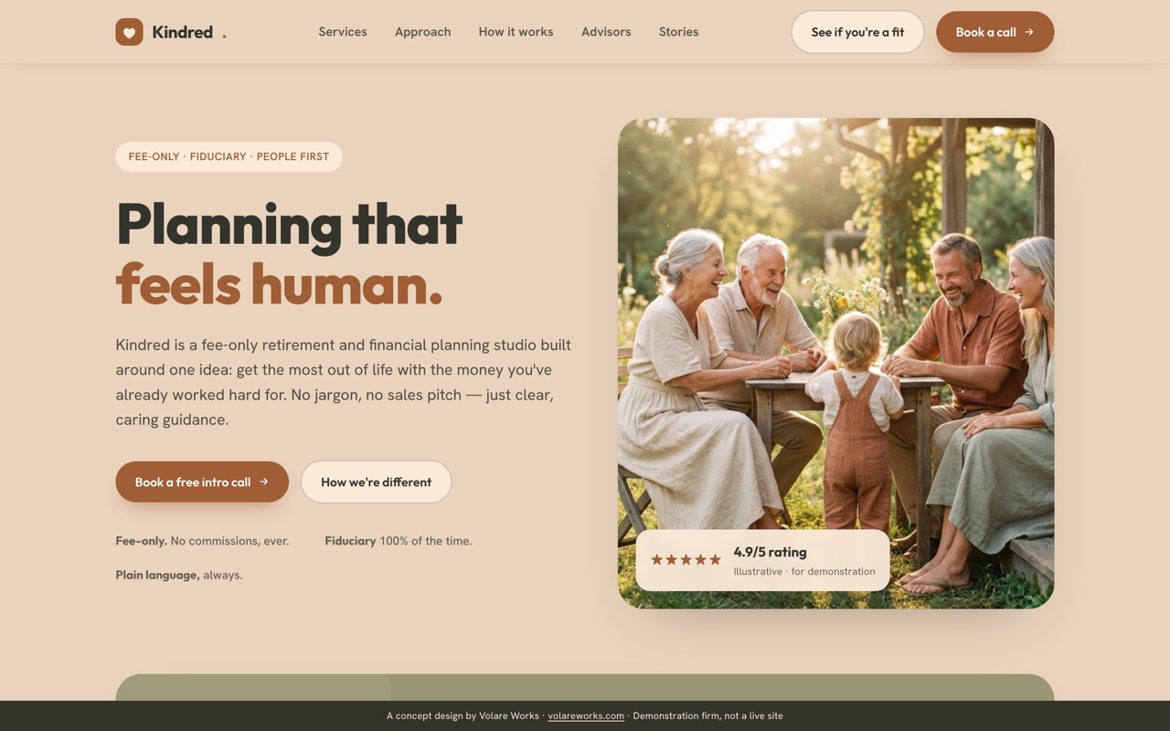 Kindred Financial sample site