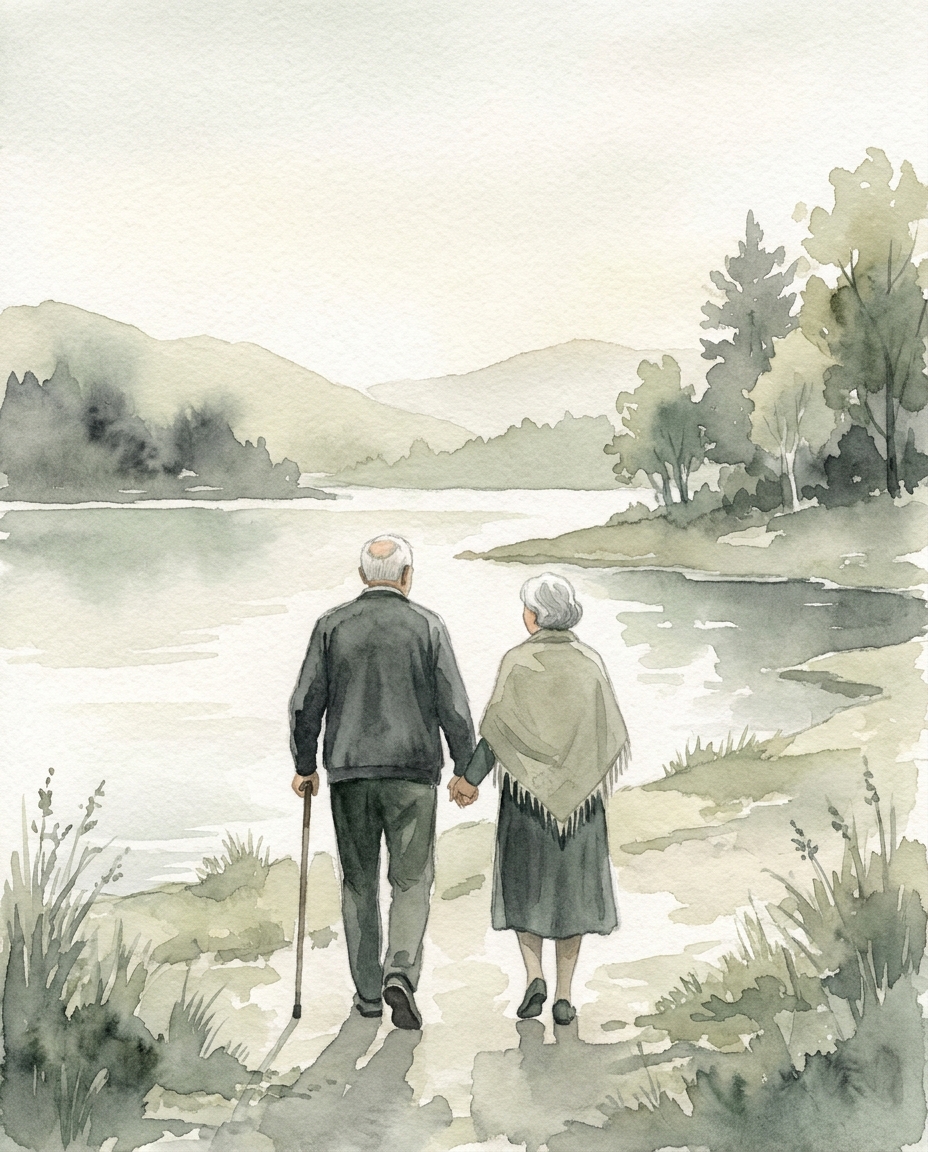 A warm watercolor portrait, illustrative
